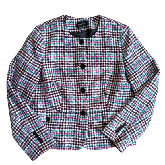 Talbots Holiday Plaid Wool Blend Button Down Blazer Suit Jacket Coat - Picture 1 of 4